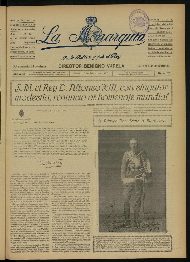Miniatura de La Monarquía del 10 de febrero de 1923, nº 623