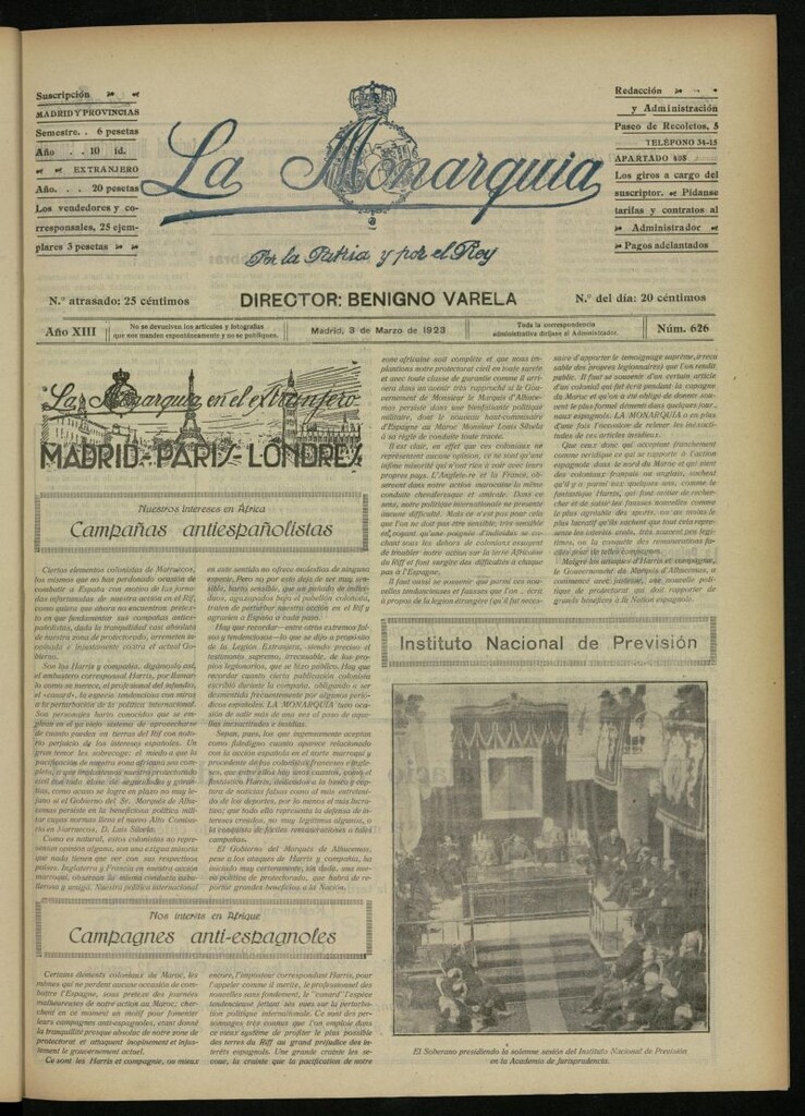 Miniatura de La Monarquía del 3 de marzo de 1923, nº 626