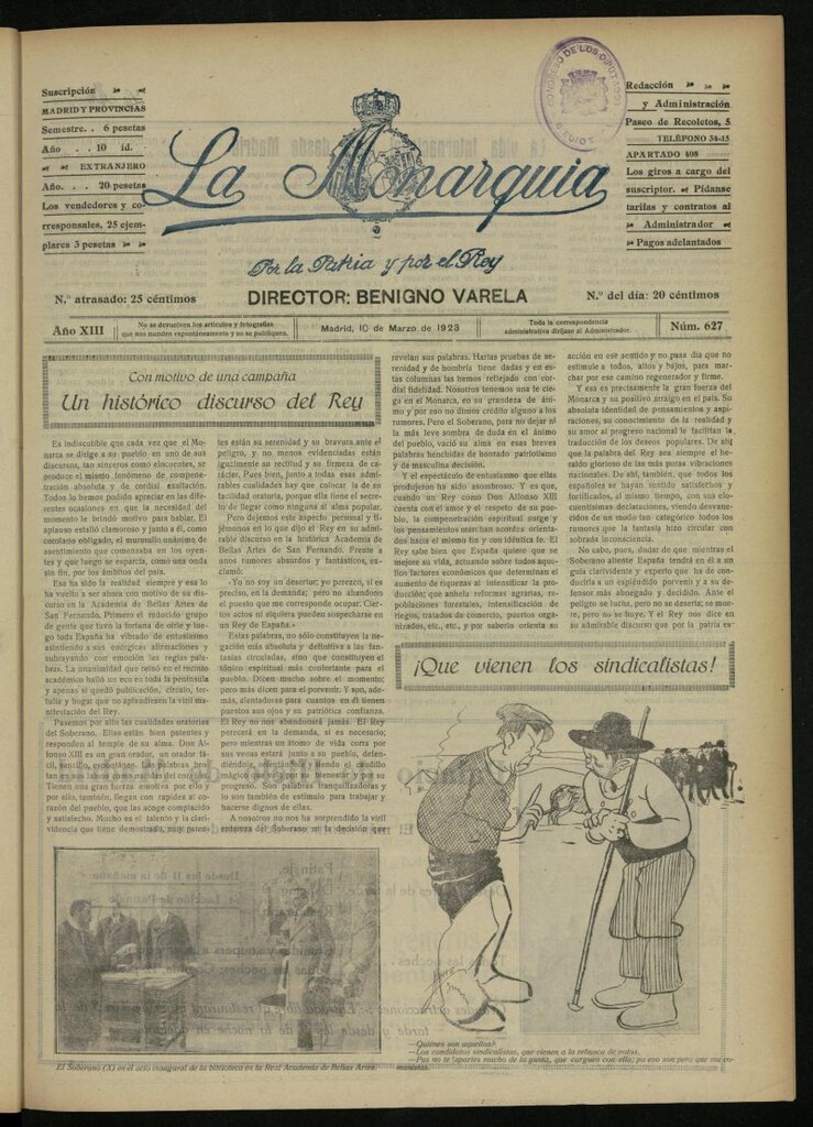Miniatura de La Monarquía del 10 de marzo de 1923, nº 627