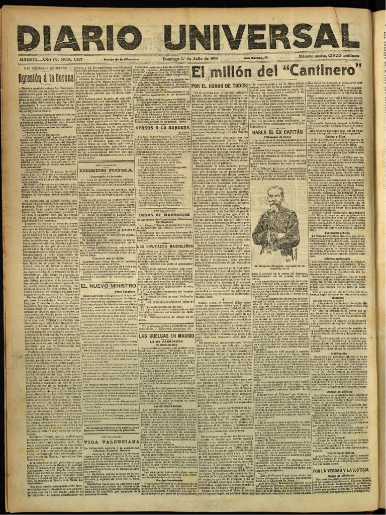 Miniatura de Diario Universal del 1 de julio de 1906, edición de tarde