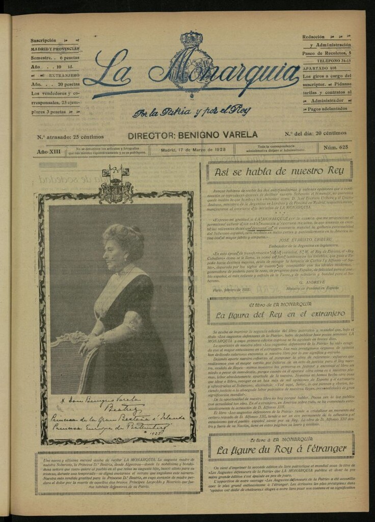 Miniatura de La Monarquía del 17 de marzo de 1923, nº 628