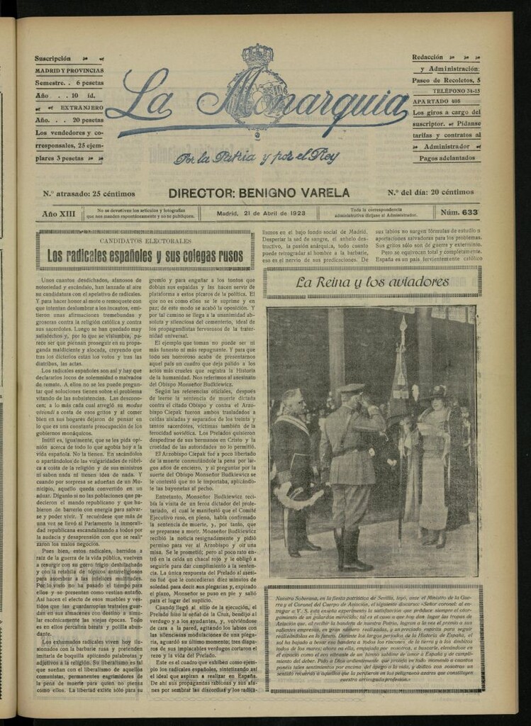 Miniatura de La Monarquía del 21 de abril de 1923, nº 633
