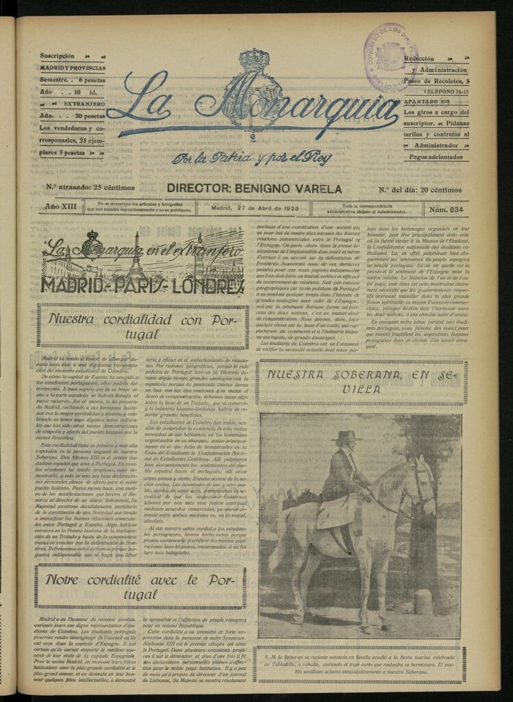 Miniatura de La Monarquía del 27 de abril de 1923, nº 634