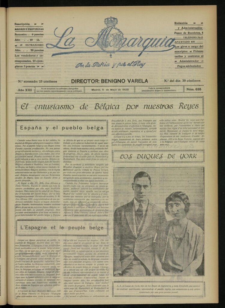 Miniatura de La Monarquía del 5 de mayo de 1923, nº 635