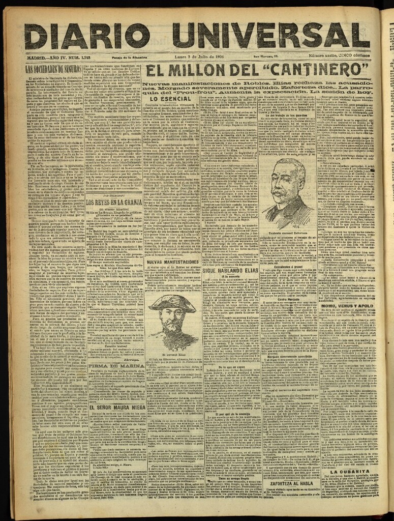 Miniatura de Diario Universal del 2 de julio de 1906, edición de tarde