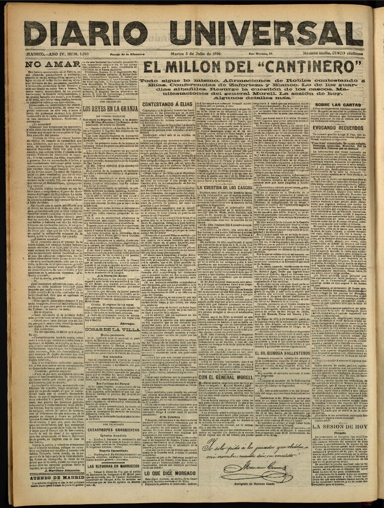 Miniatura de Diario Universal del 3 de julio de 1906, edición de tarde