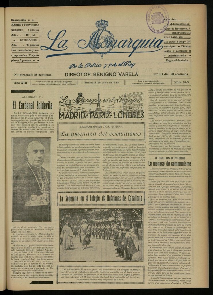 Miniatura de La Monarquía del 9 de junio de 1923, nº 640