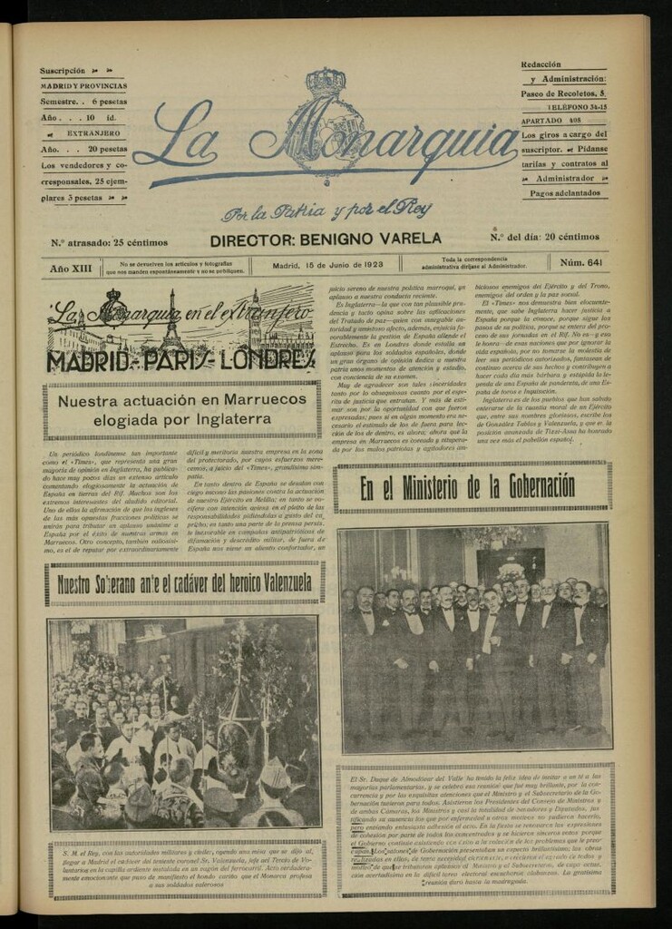 Miniatura de La Monarquía del 15 de junio de 1923, nº 641