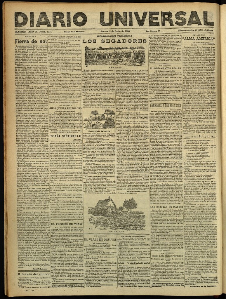 Miniatura de Diario Universal del 5 de julio de 1906, edición de tarde