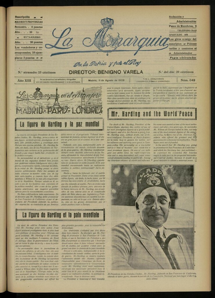 Miniatura de La Monarquía del 11 de agosto de 1923, nº 649