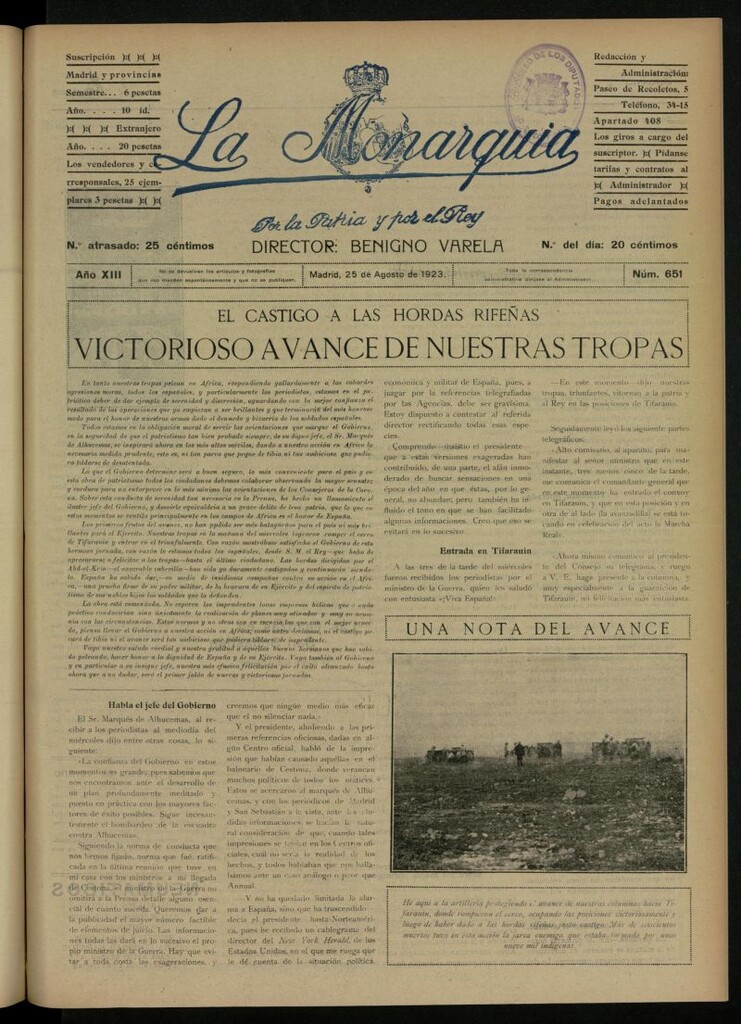 Miniatura de La Monarquía del 25 de agosto de 1923, nº 651