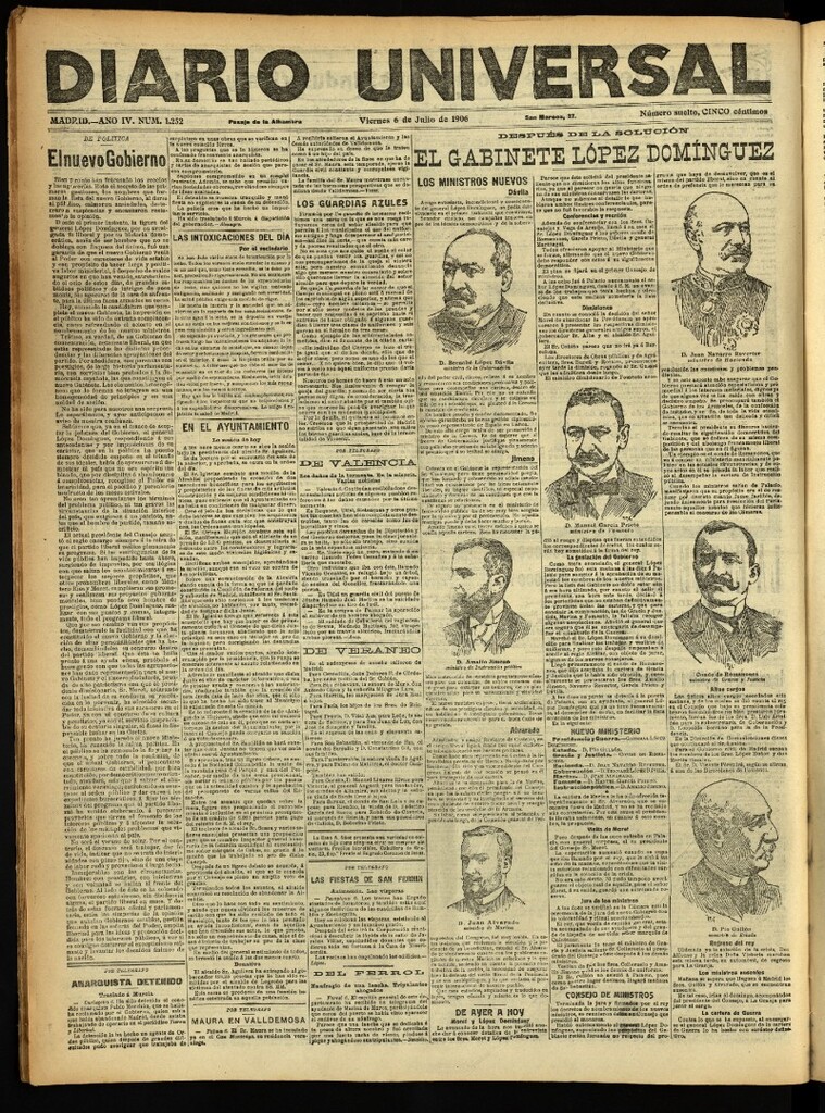 Miniatura de Diario Universal del 6 de julio de 1906, edición de noche