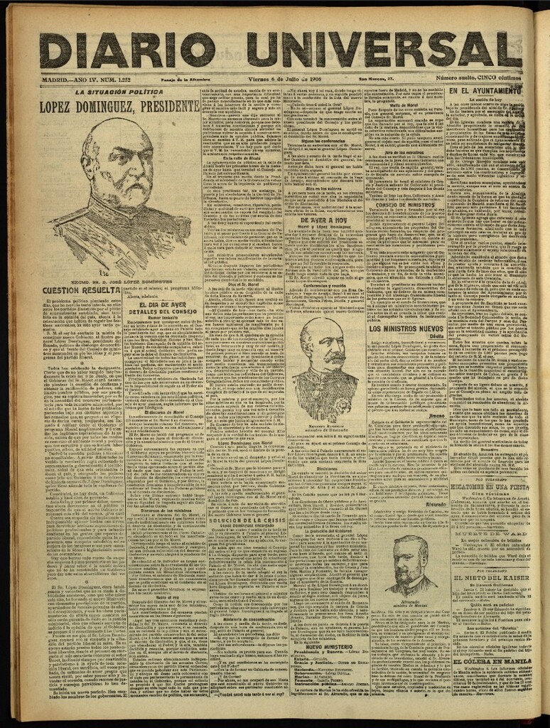 Miniatura de Diario Universal del 6 de julio de 1906, edición de tarde