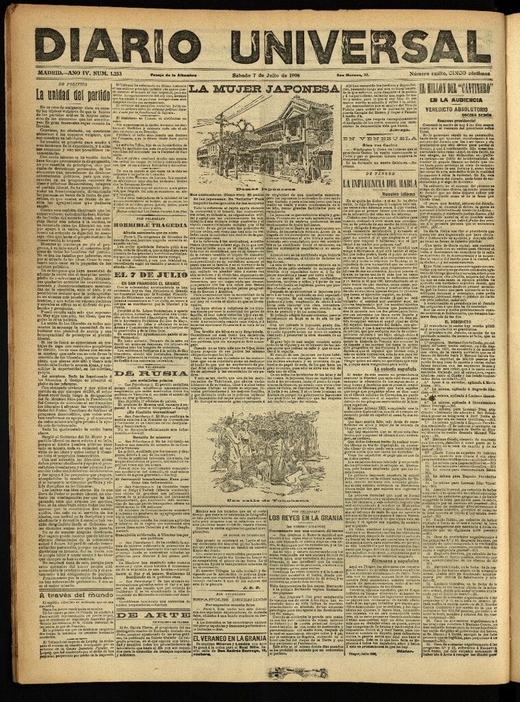 Miniatura de Diario Universal del 7 de julio de 1906, edición de noche