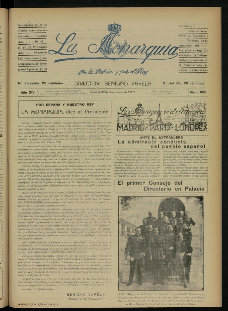 Miniatura de La Monarquía del 22 de septiembre de 1923, nº 655