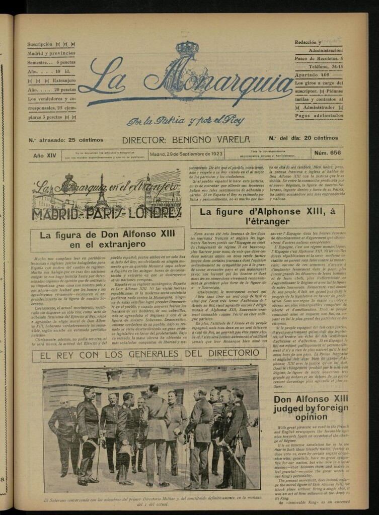Miniatura de La Monarquía del 29 de septiembre de 1923, nº 656