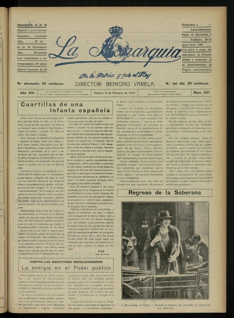 Miniatura de La Monarquía del 6 de octubre de 1923, nº 657