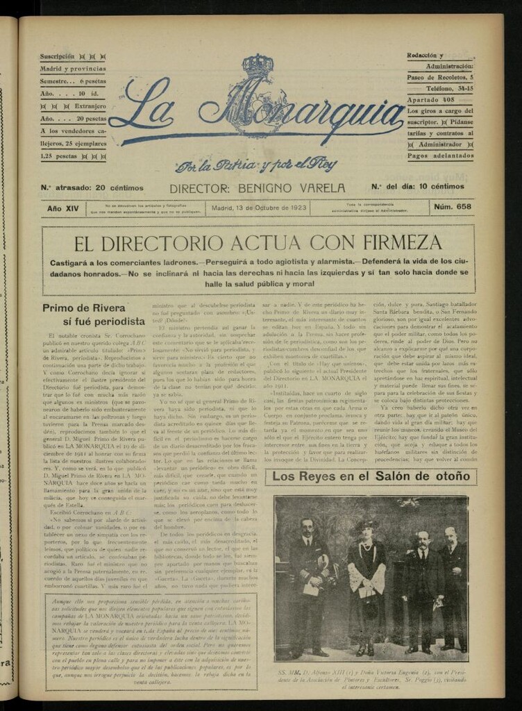 Miniatura de La Monarquía del 13 de octubre de 1923, nº 658