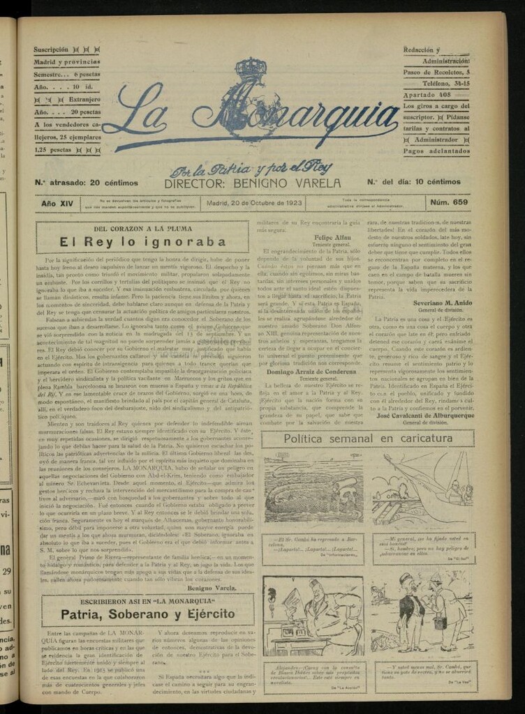 Miniatura de La Monarquía del 20 de octubre de 1923, nº 659
