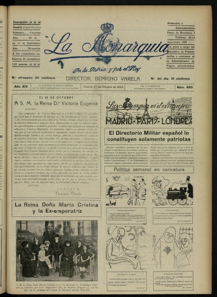 Miniatura de La Monarquía del 27 de octubre de 1923, nº 660