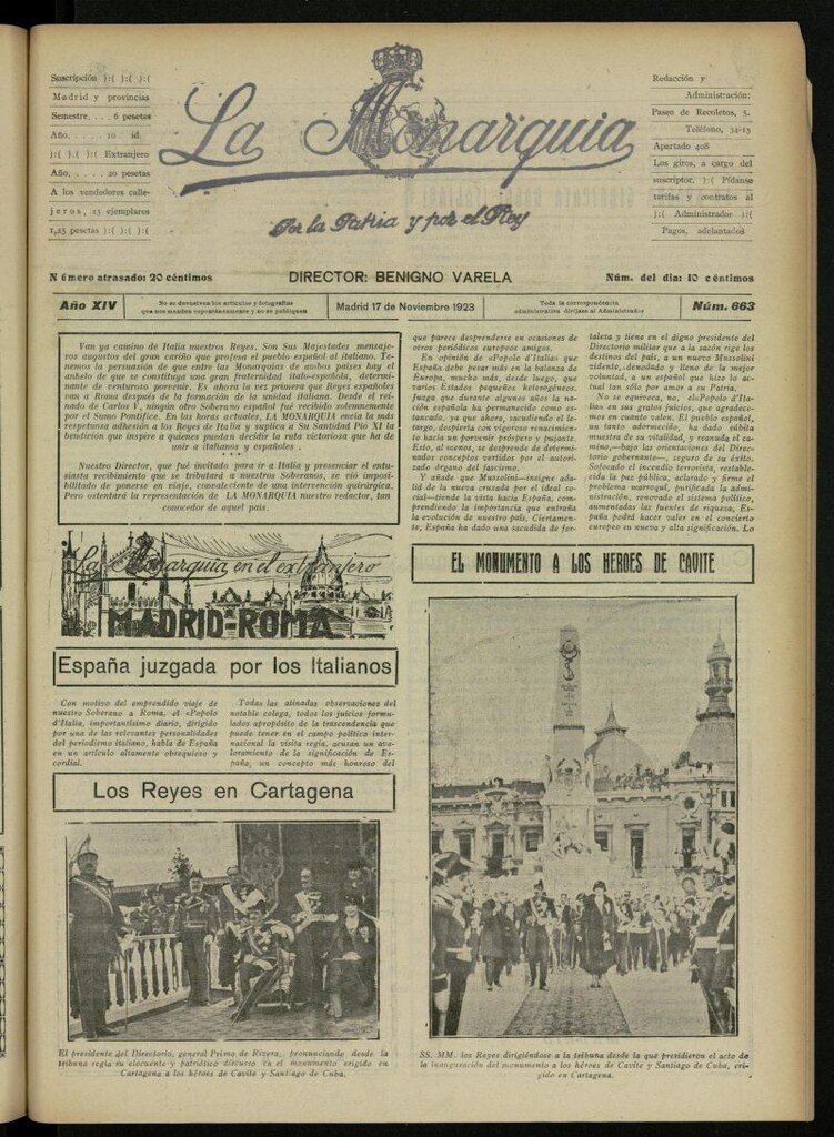 Miniatura de La Monarquía del 17 de noviembre de 1923, nº 663