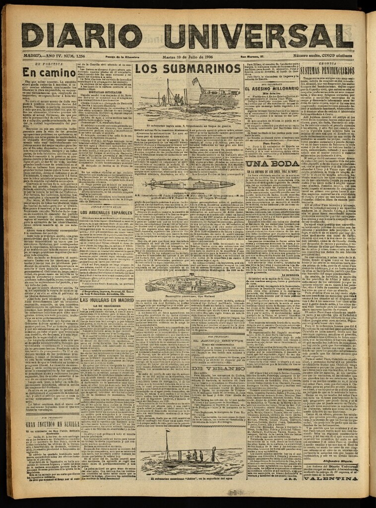 Miniatura de Diario Universal del 10 de julio de 1906, edición de noche