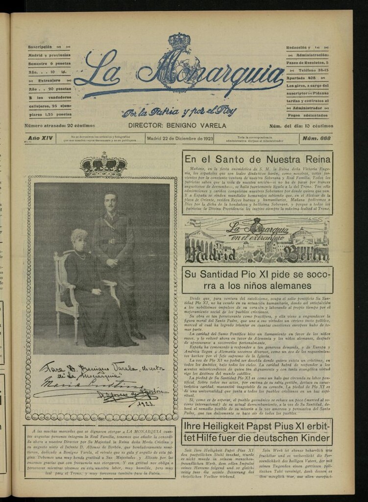 Miniatura de La Monarquía del 22 de diciembre de 1923, nº 668