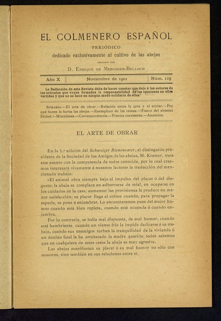Miniatura de El Colmenero Español de noviembre de 1901