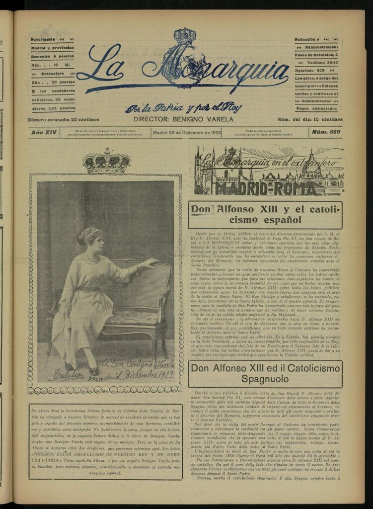 Miniatura de La Monarquía del 29 de diciembre de 1923, nº 669