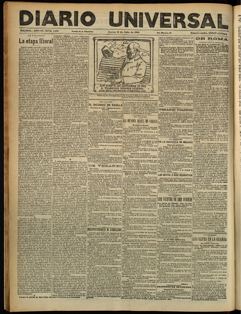 Miniatura de Diario Universal del 12 de julio de 1906, edición de tarde
