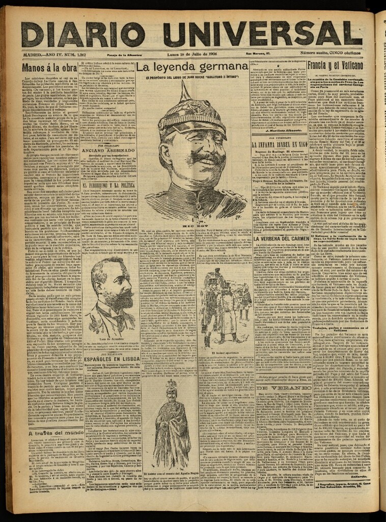 Miniatura de Diario Universal del 16 de julio de 1906, edición de noche
