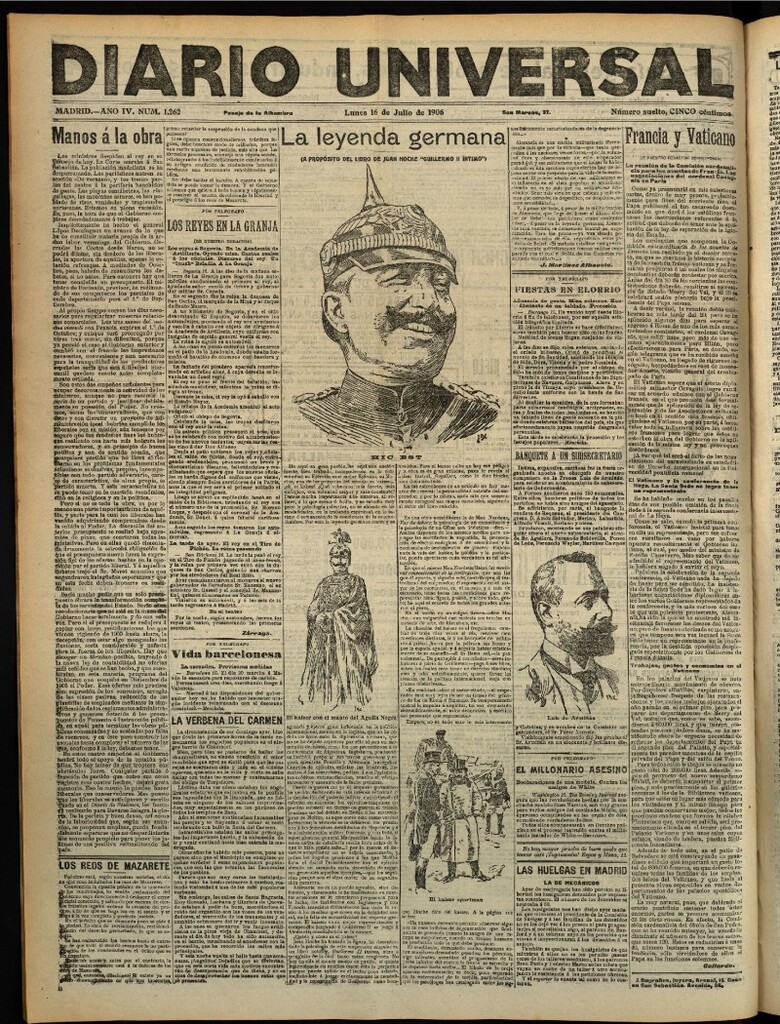 Miniatura de Diario Universal del 16 de julio de 1906, edición de tarde