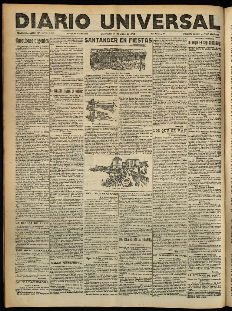 Miniatura de Diario Universal del 18 de julio de 1906, edición de tarde
