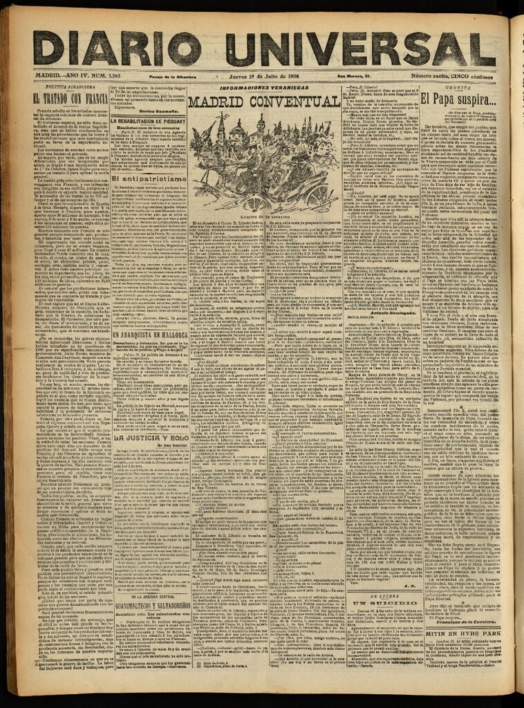 Miniatura de Diario Universal del 19 de julio de 1906, edición de noche