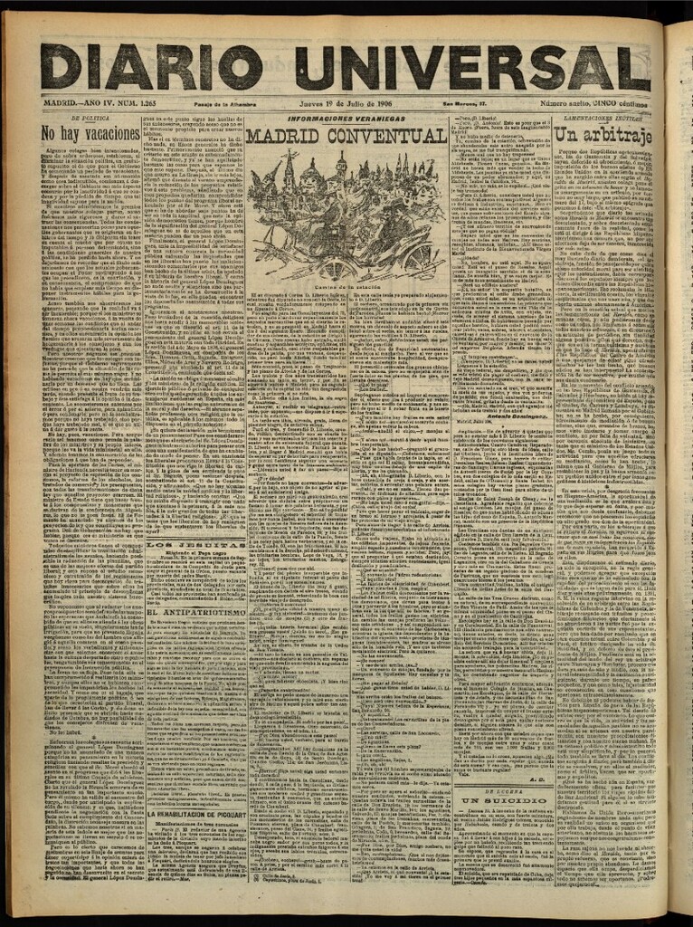 Miniatura de Diario Universal del 19 de julio de 1906, edición de tarde
