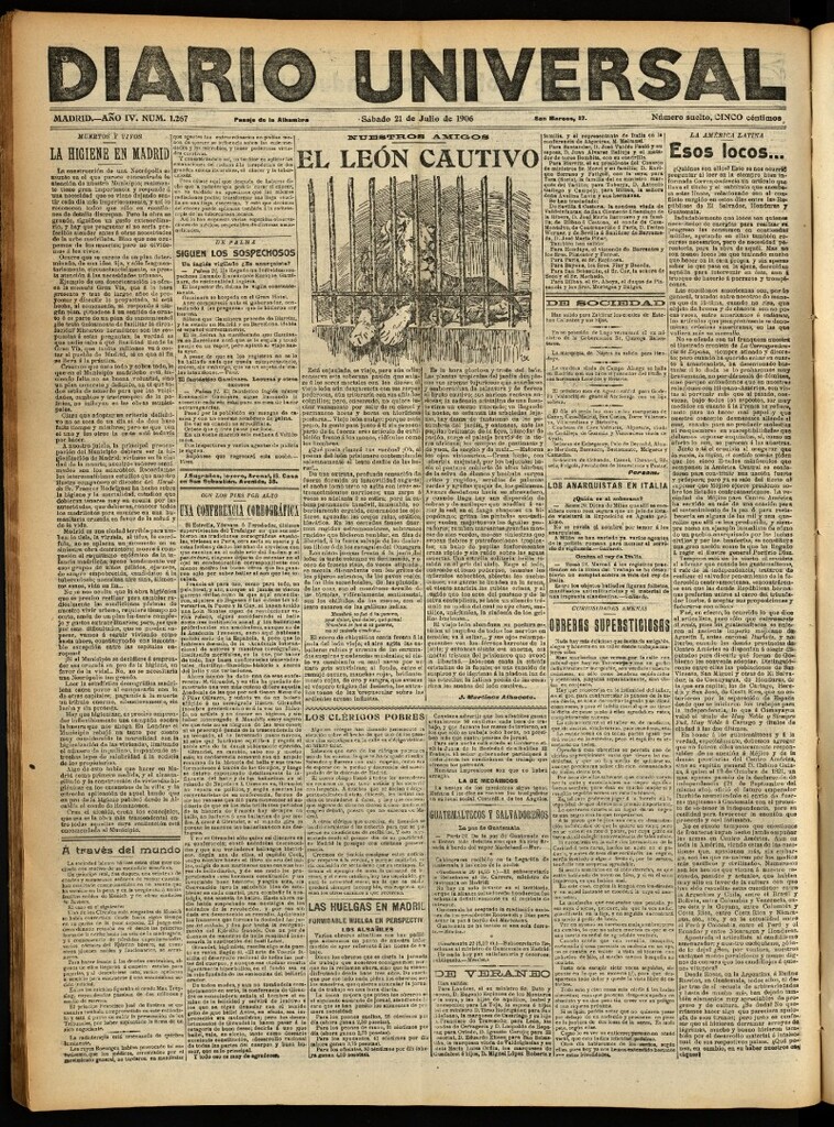 Miniatura de Diario Universal del 21 de julio de 1906, edición de noche