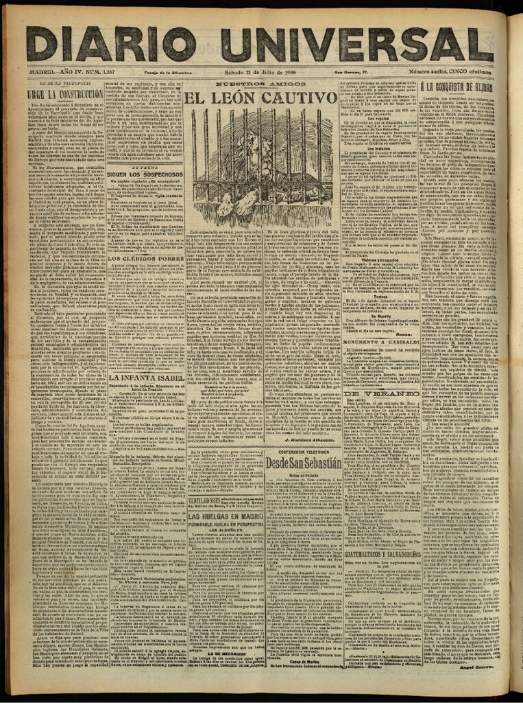 Miniatura de Diario Universal del 21 de julio de 1906, edición de tarde