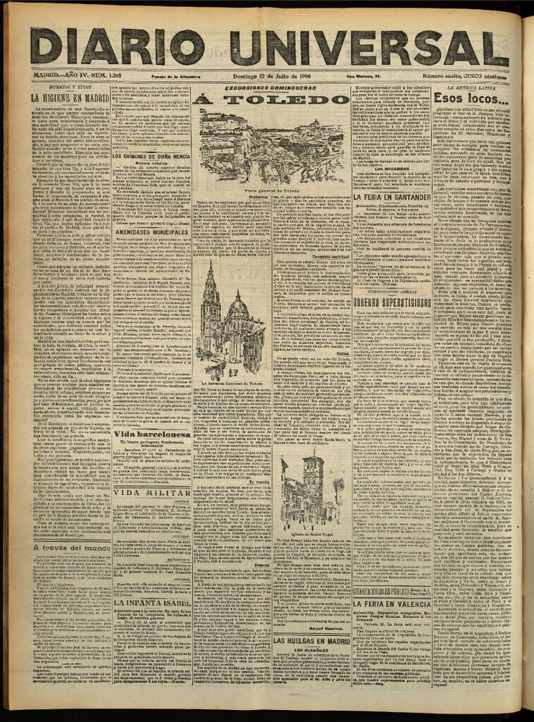 Miniatura de Diario Universal del 22 de julio de 1906, edición de tarde