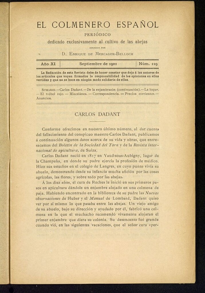 Miniatura de El Colmenero Español de septiembre de 1902