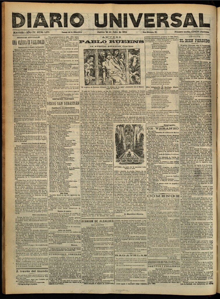 Miniatura de Diario Universal del 26 de julio de 1906, edición de tarde
