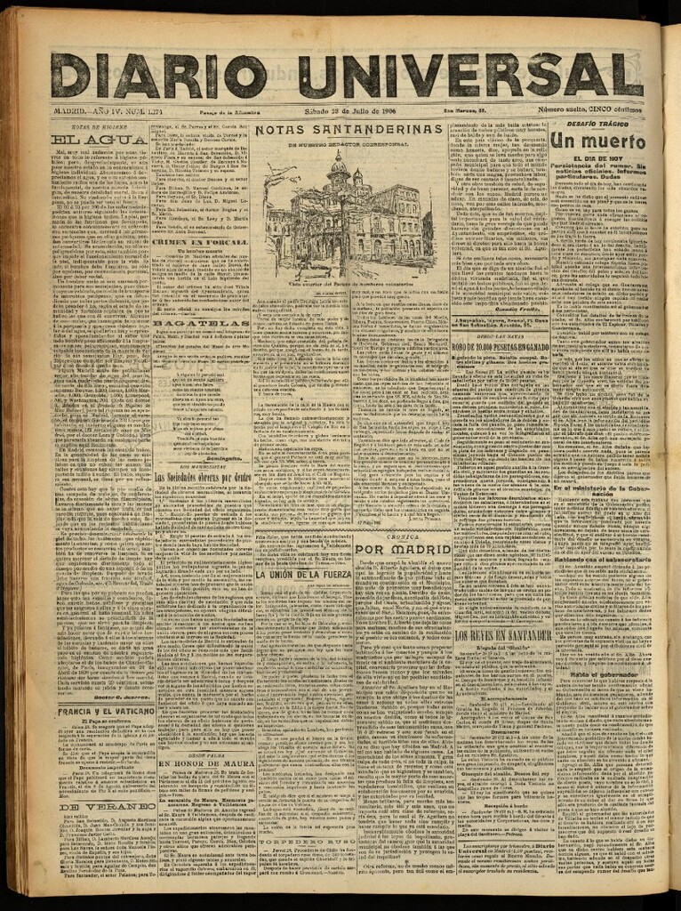 Miniatura de Diario Universal del 28 de julio de 1906, edición de noche