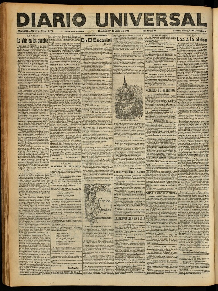 Miniatura de Diario Universal del 29 de julio de 1906, edición de noche