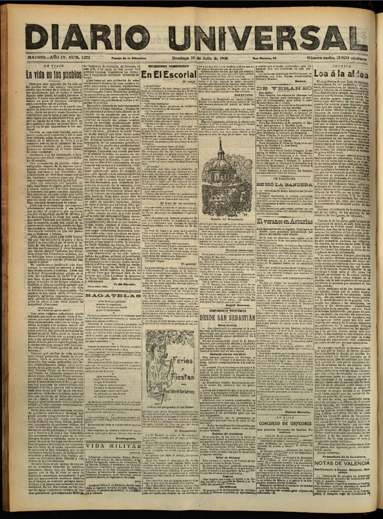 Miniatura de Diario Universal del 29 de julio de 1906, edición de tarde