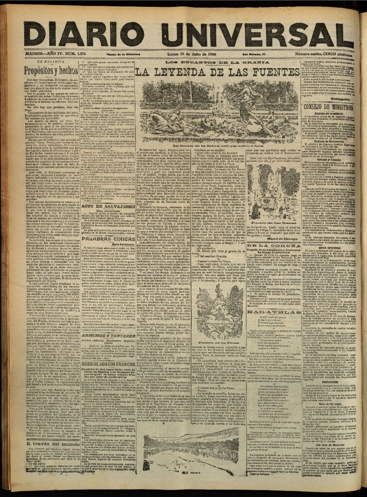 Miniatura de Diario Universal del 30 de julio de 1906, edición de tarde