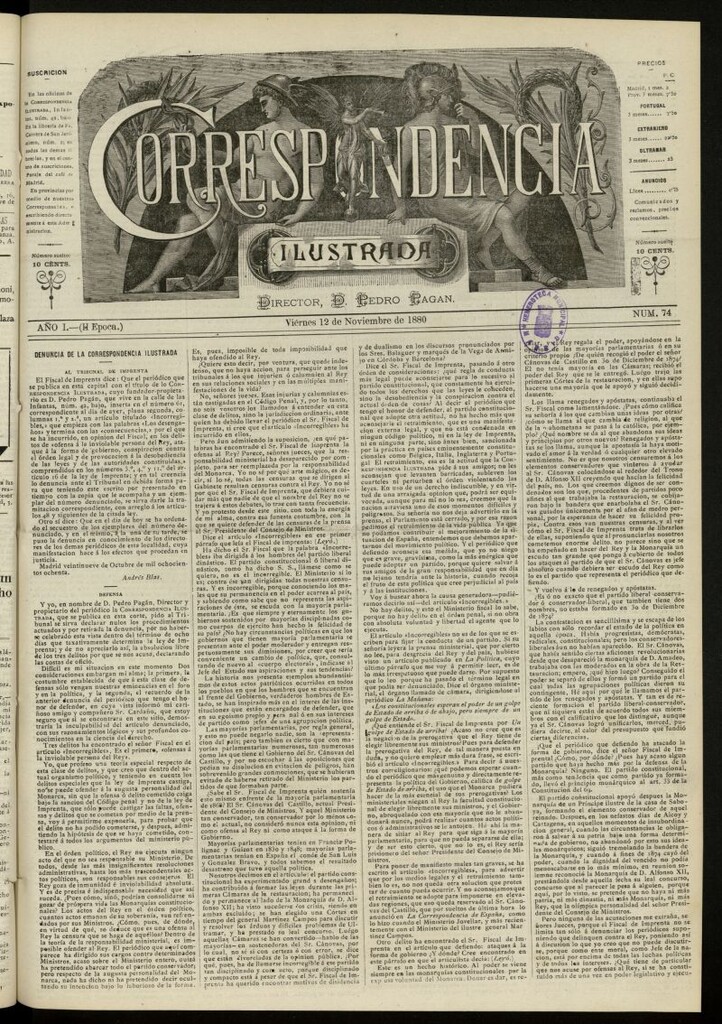 Miniatura de La Correspondencia Ilustrada del 12 de noviembre de 1880, nº 74
