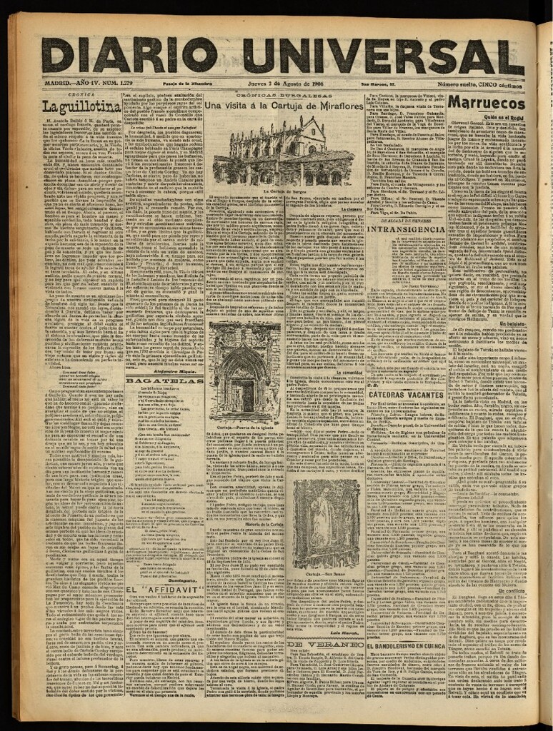 Miniatura de Diario Universal del 2 de agosto de 1906, edición de noche