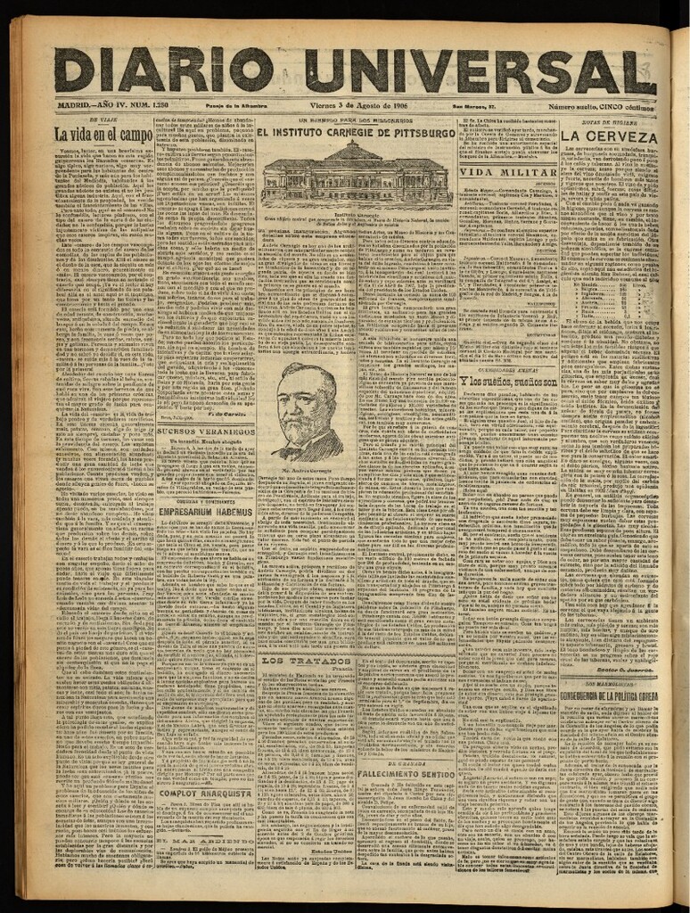 Miniatura de Diario Universal del 3 de agosto de 1906, edición de noche