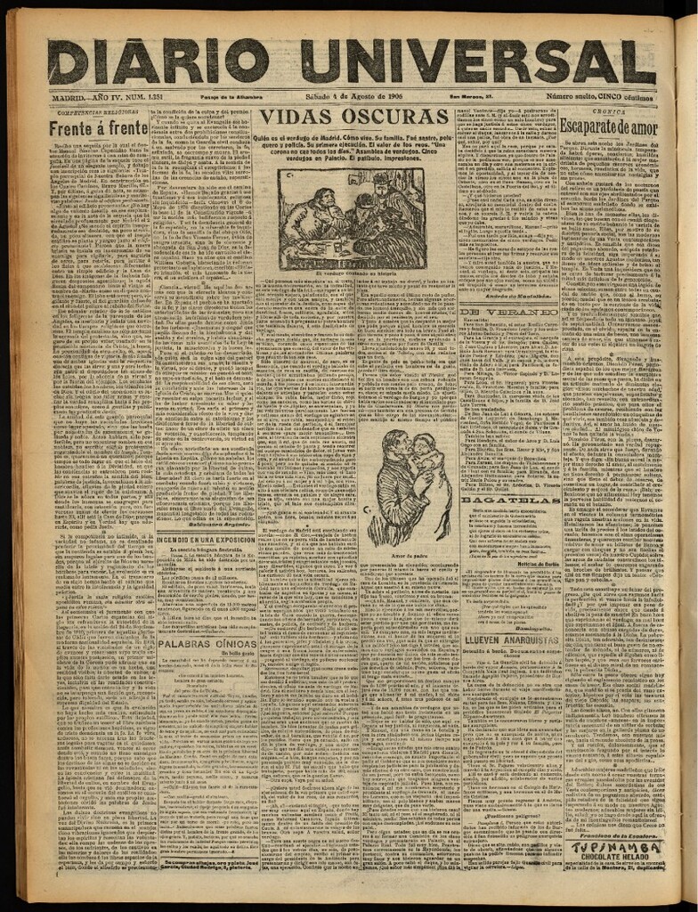 Miniatura de Diario Universal del 4 de agosto de 1906, edición de noche