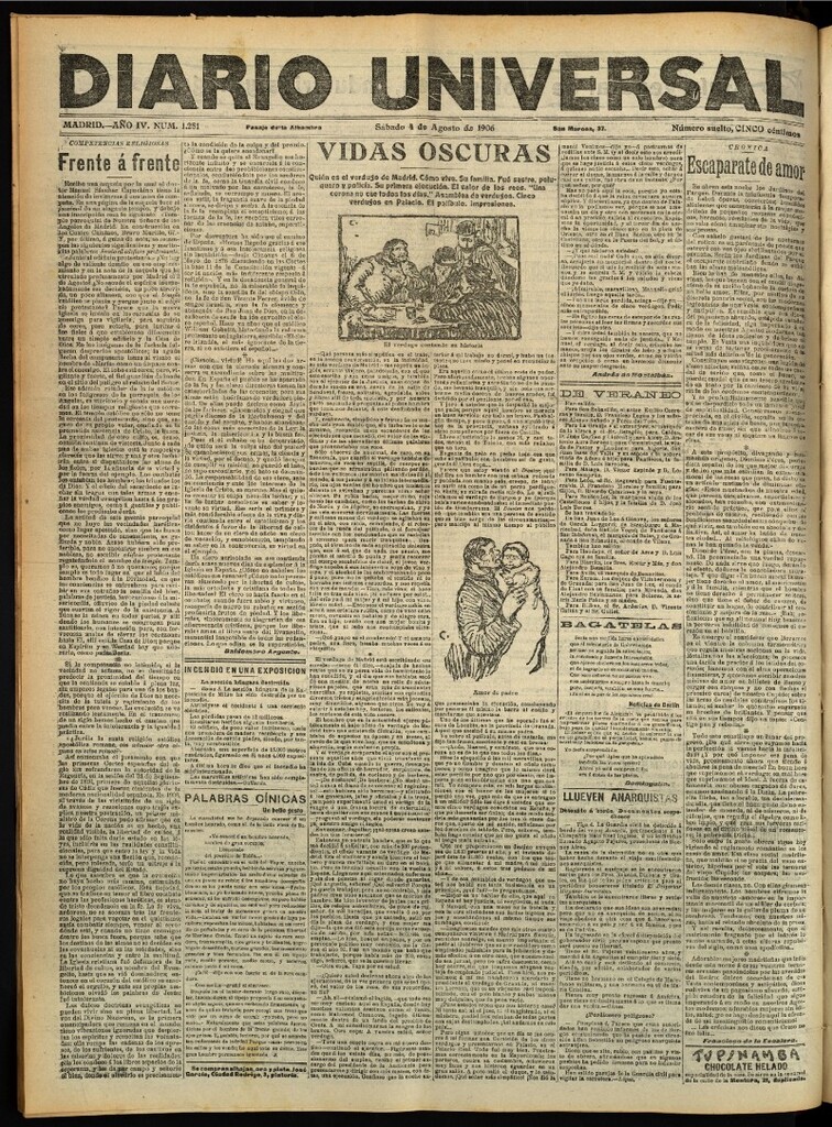 Miniatura de Diario Universal del 4 de agosto de 1906, edición de tarde