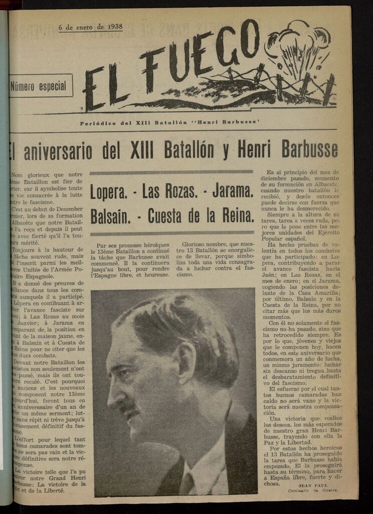 Miniatura de El Fuego: periódico del XIII Batallón Henri Bar-Busee